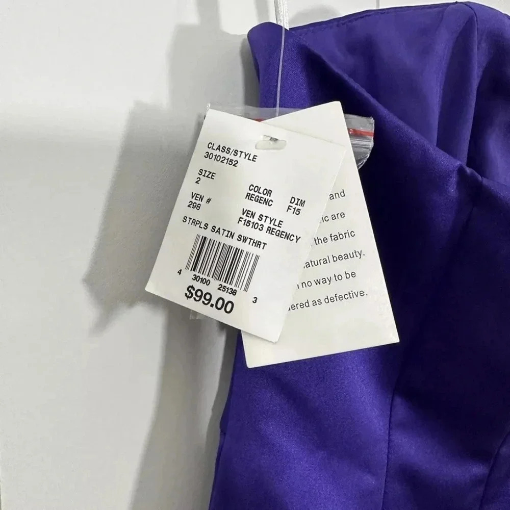 DAVIDS BRIDAL Satin Strapless mini Sheath Dress Size 2 - Picture 5 of 5